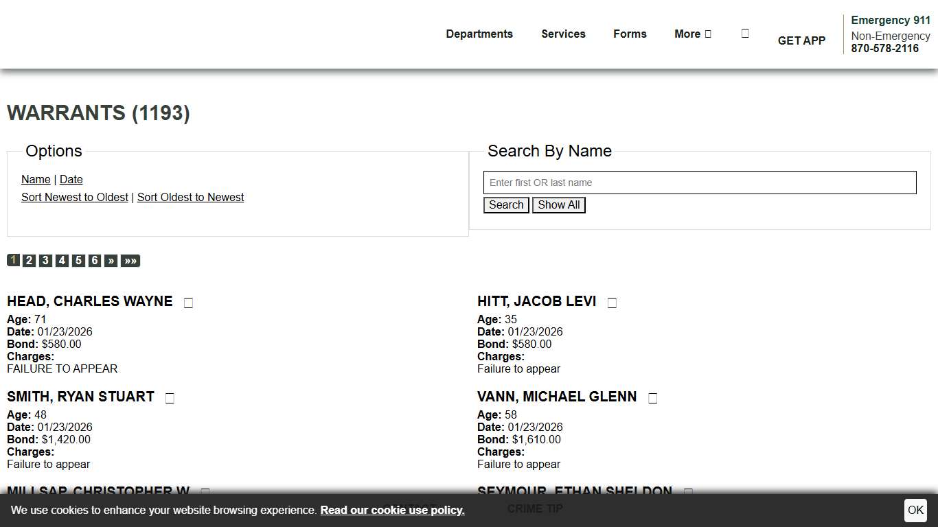 Warrants Poinsett County Sheriff AR Sort Warrant Date - Descending Page 1