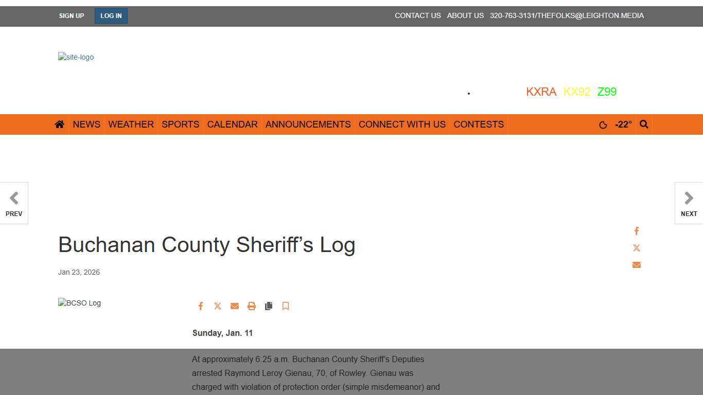 Buchanan County Sheriff’s Log National News voiceofalexandria.com